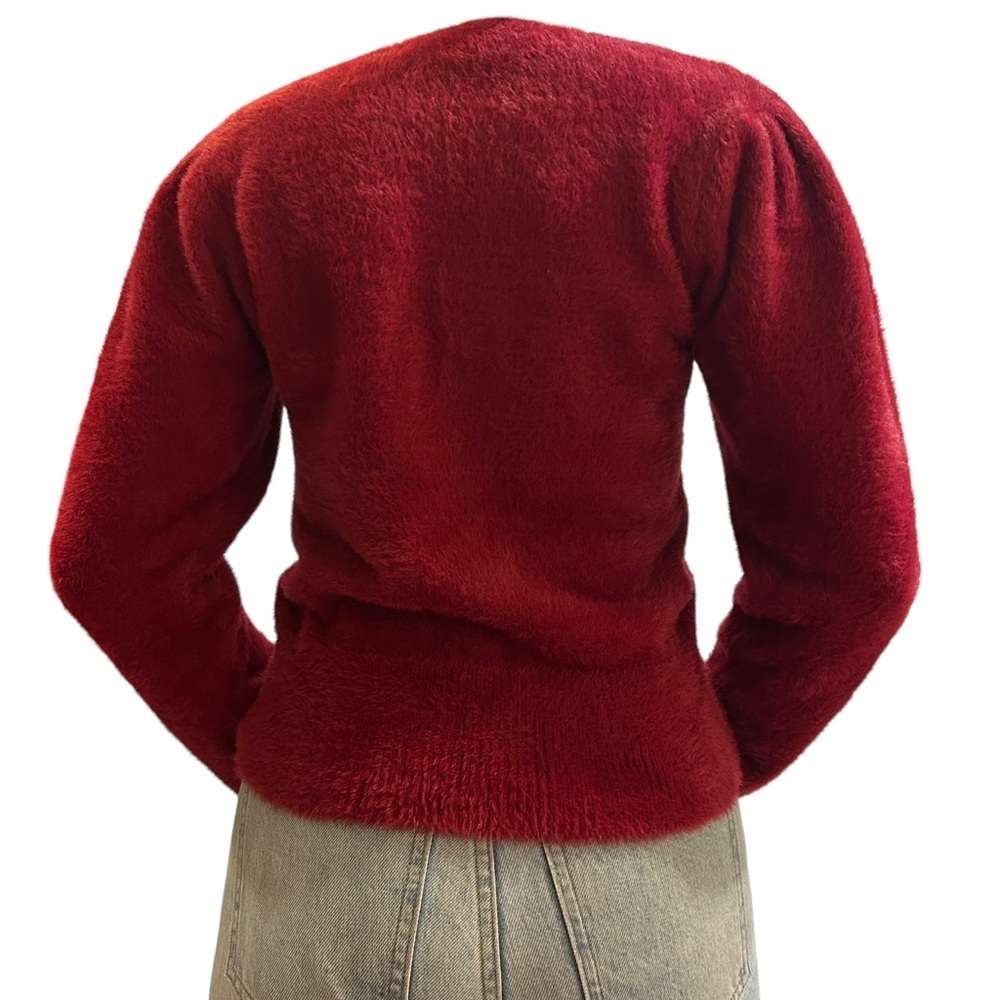 ASTR The Label Womens Ruby Red Scoop Neck Waist Length Sweater Size L - Picture 2 of 14